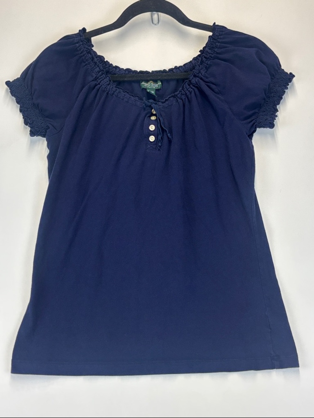 LAUREN RALPH LAUREN Women's‎ Navy Blue Short Sleeve Tunic Top Petite Medium